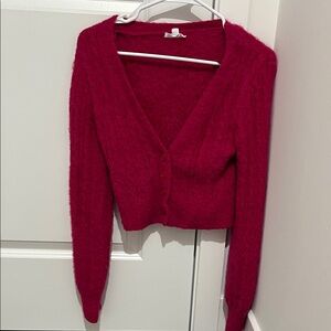 Garage Fuzzy Hot Pink Cardigan